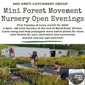 Mid Oreti Catchment Group - Mini Forest Movement Native Plant Nursery drop-in session (first Tuesday of every month) Mid Oreti Catchment Group - Mini Forest Movement Native Plant Nursery drop-in session (first Tuesday of every month)