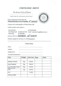 Winton Rotary Annual Fertiliser Fundraiser